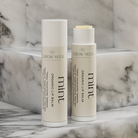 Tallow Vera's organic mint tallow lip balms