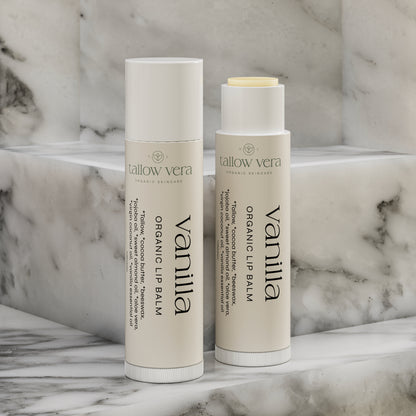 Tallow Vera's organic vanilla tallow lip balms